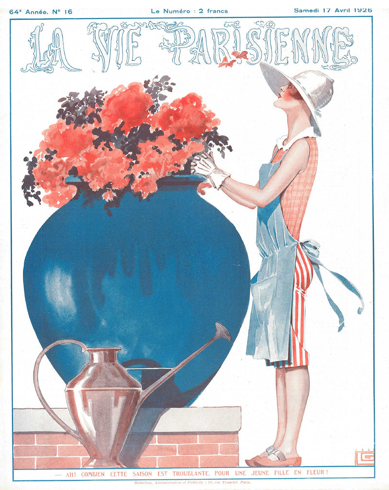 La Vie Parisenne - Large Blue Flower Pot