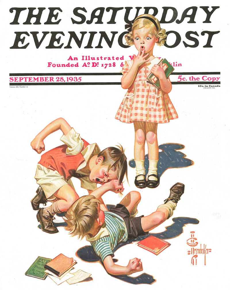 Saturday Evening Post - Boys Fighting